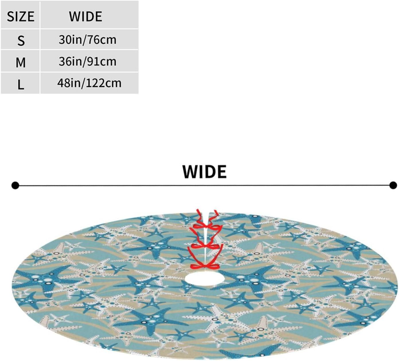 Christmas Tree Skirt,Beach Starfish Xmas Tree Skirt Rustic Farmhouse Tree Skirt for Christmas Decor Xmas Holiday Home Party Decorations30