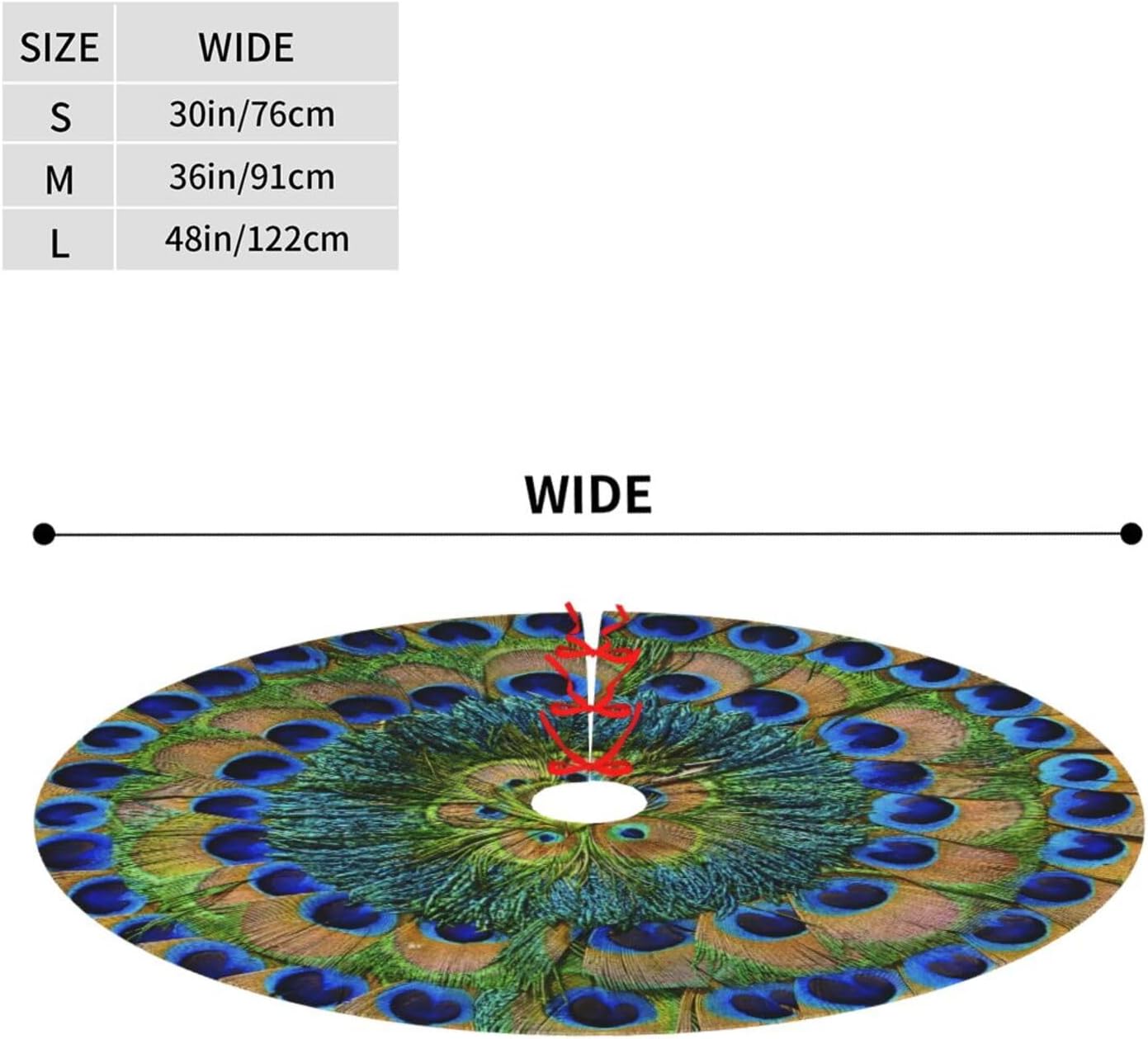 Christmas Tree Skirt,Peacock Feathers Circle Xmas Tree Skirt Rustic Farmhouse Tree Skirt for Christmas Decor Xmas Holiday Home Party Decorations30