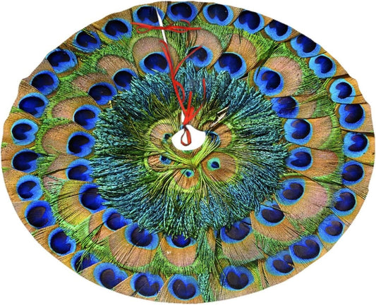 Christmas Tree Skirt,Peacock Feathers Circle Xmas Tree Skirt Rustic Farmhouse Tree Skirt for Christmas Decor Xmas Holiday Home Party Decorations36